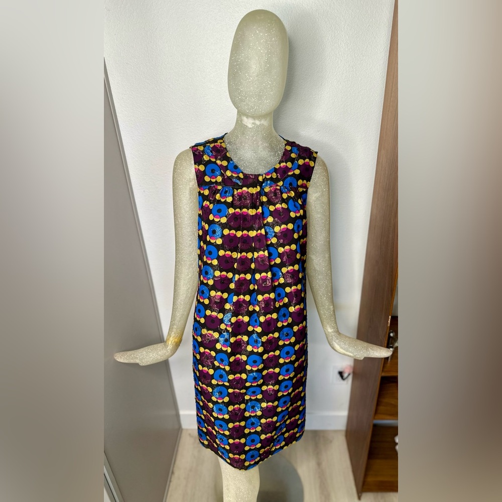 Anna Sui for Target Metallic Art Deco Colorful Sleeveless Dress. Size Medium